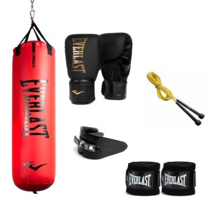 100lb Elite Heavy Punching Bag. Glove. Rope. Wrap and Mouthguard Bundle
